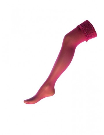 Κάλτσα Nylon Φούξια Με Δαντέλα