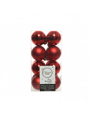 Baubles Shatterproof Mix Christmas Red Dia4.00Cm