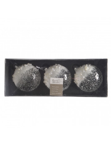 Bauble Glass Icy Pearls, Speckled Clear Glass Clear Dia8.00-L8.00Cm