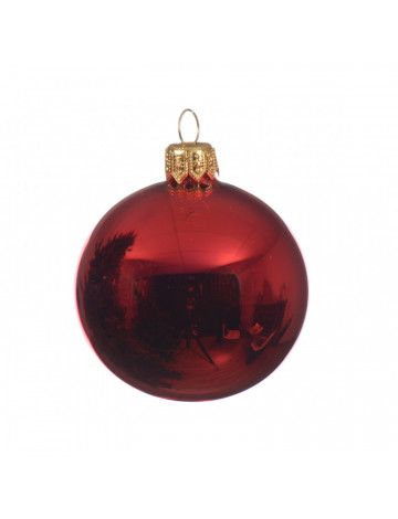 Bauble Glass Shiny Christmas Red Dia15.00Cm