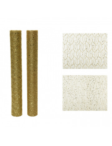 Deco Fabric Polyester Glitter Structure - Leaf 2Ass Light Gold τεμάχιο