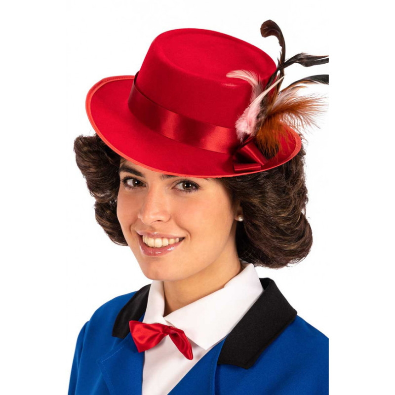 Περούκα Mary Poppins Καστανή Με Κόκκινο Καπέλο